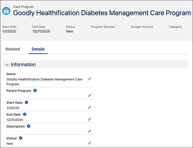 New care program corresponding to the preceding steps