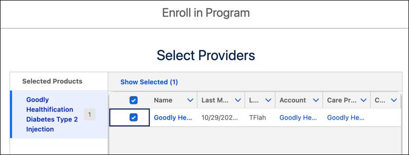 Select care program providers corresponding to the preceding steps