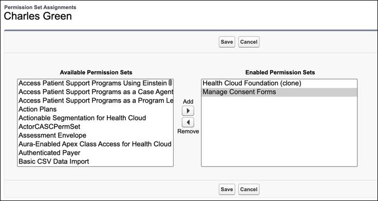 Permission set assignments corresponding to the preceding steps.