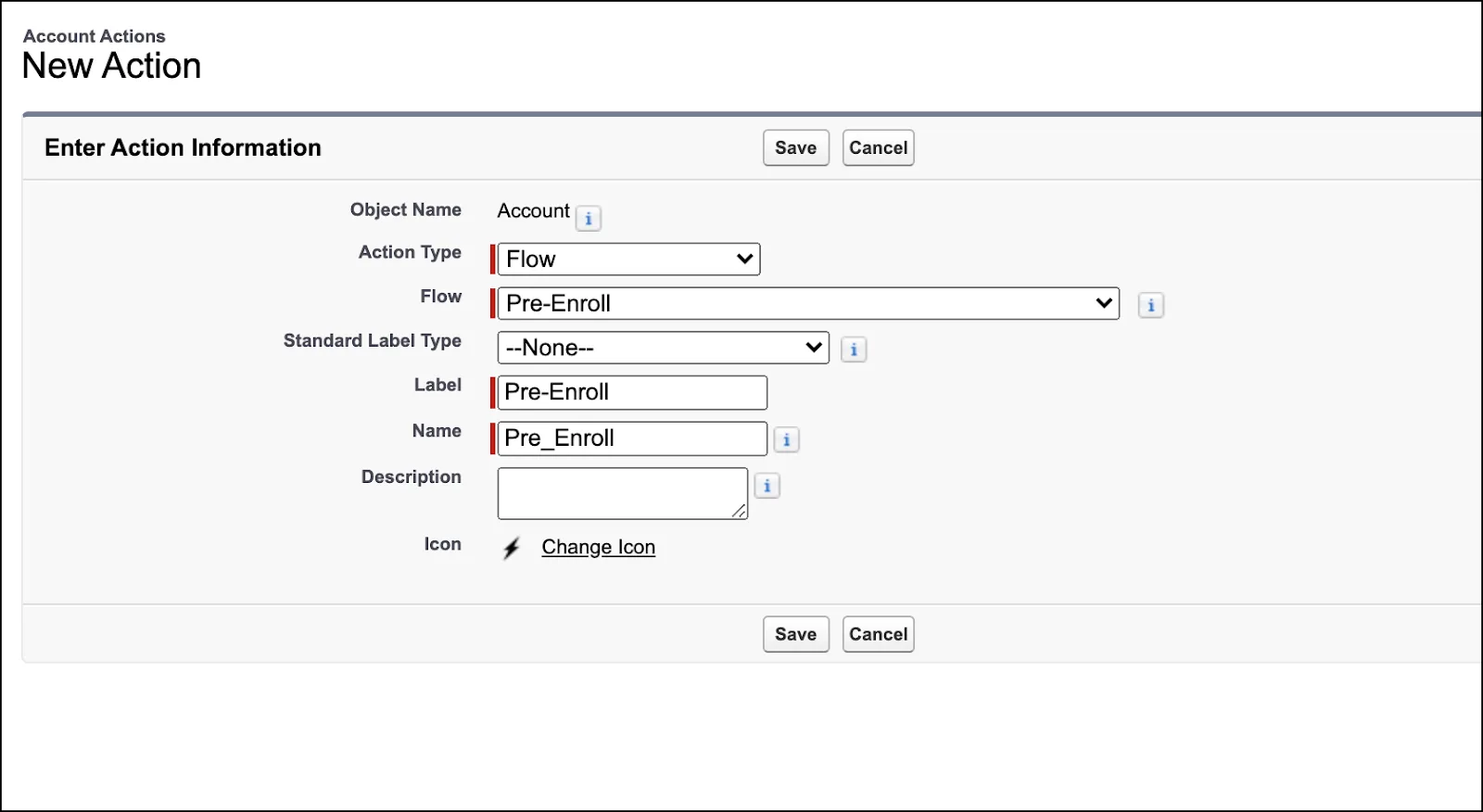 New Action corresponding to the preceding steps.