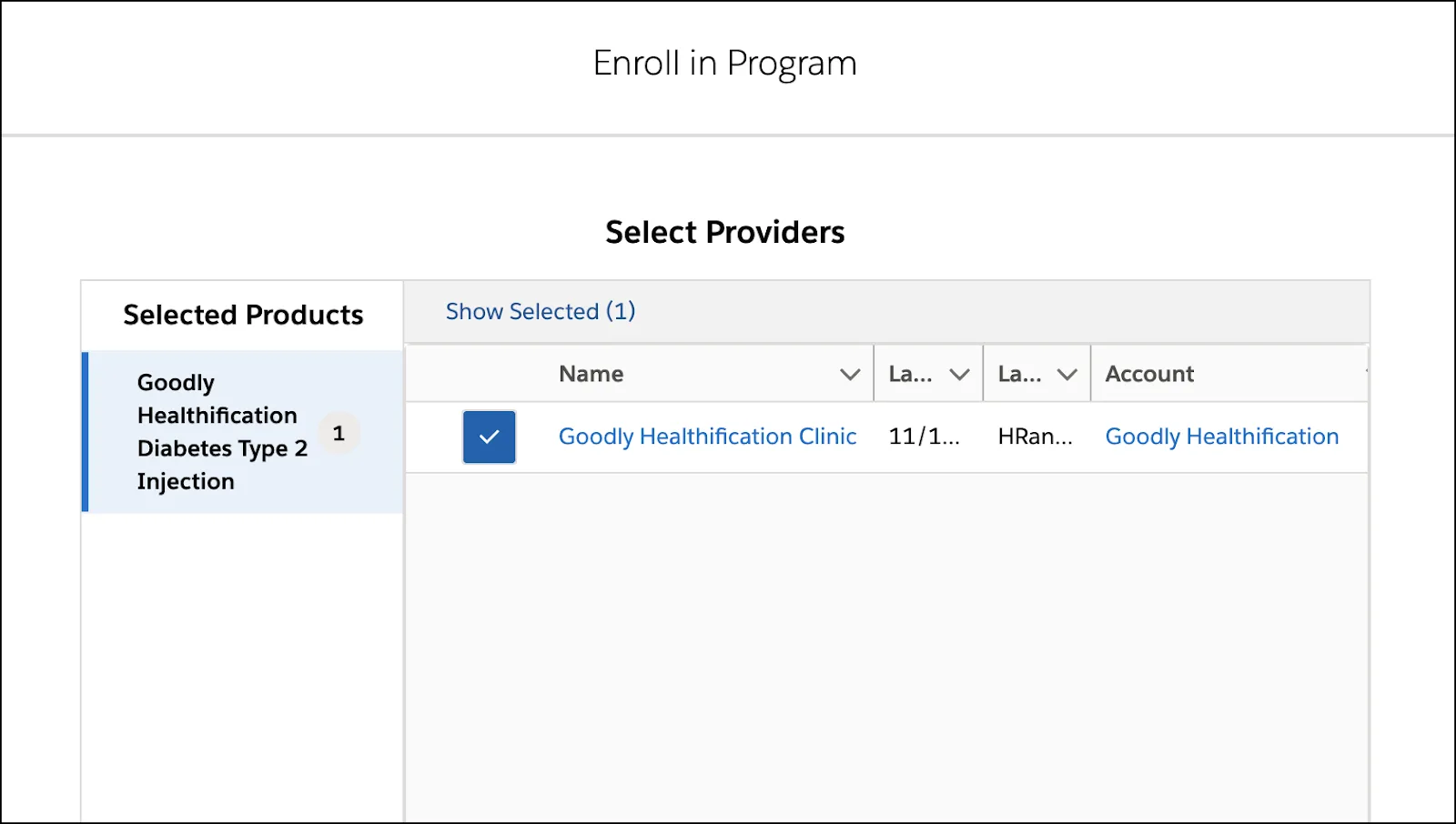 Select care program providers corresponding to the preceding steps