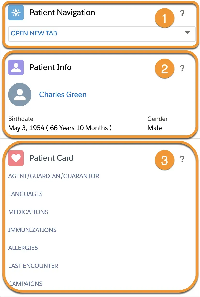 Patient Summary includes Patient Navigation, Patient Info, and Patient Card.