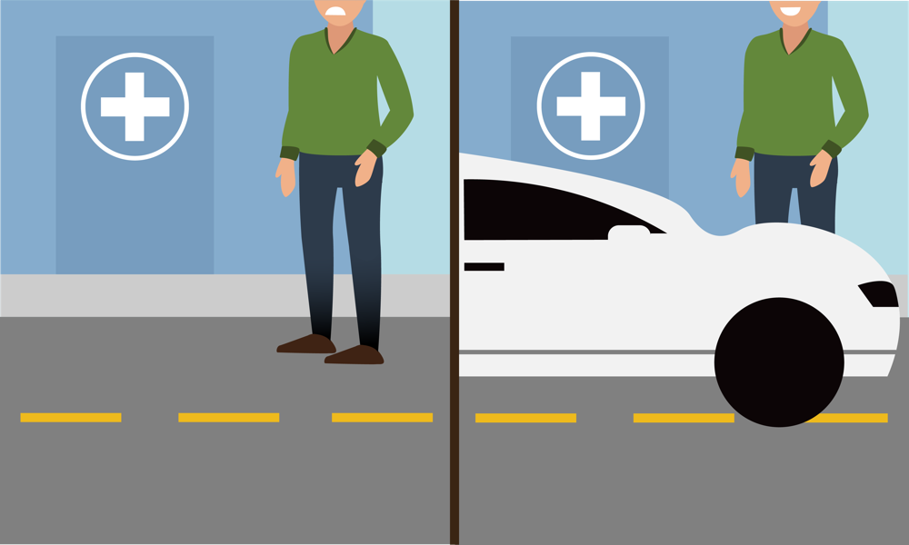 Charles with and without the ride service arranged for him to pick up his prescriptions