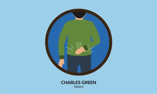 腰痛に苦しむ Charles Green という患者。