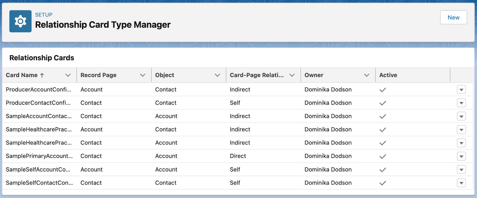 Relationship Card Type Manager