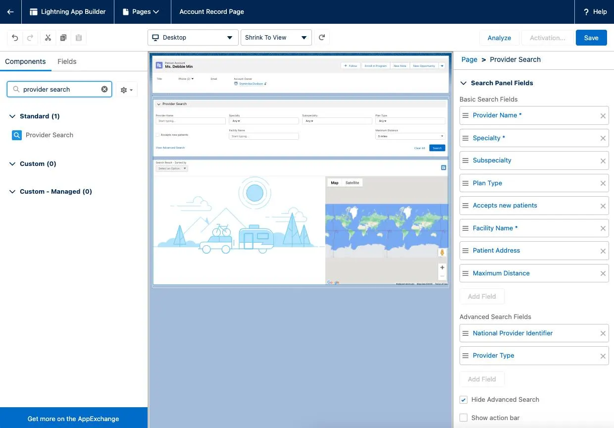 Lightning App Builder with Provider Search