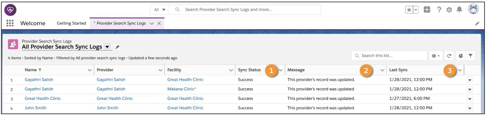 Provider Search Sync Logs