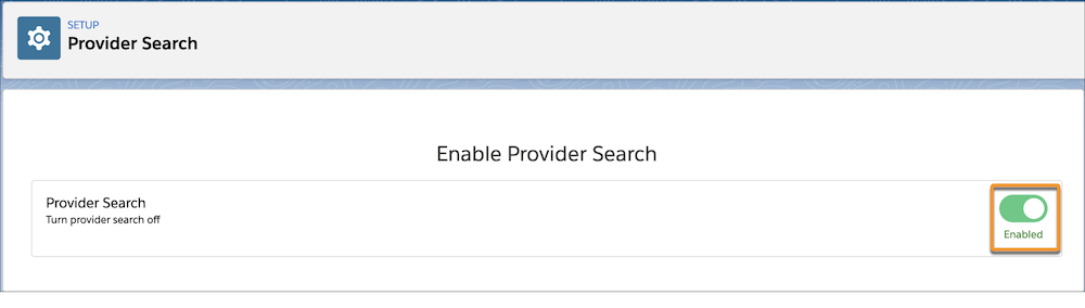 [提供者検索を有効化] 切り替え