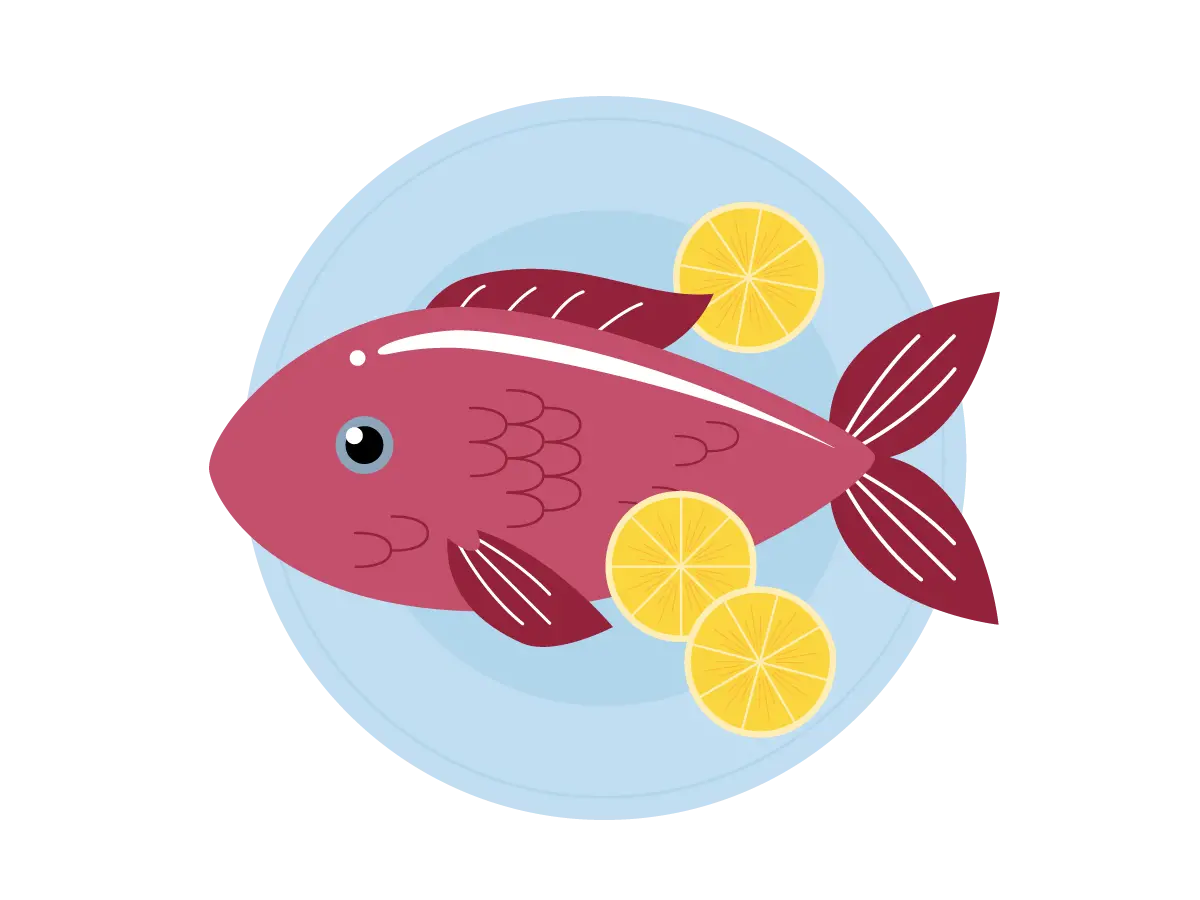 A plate with a fish.