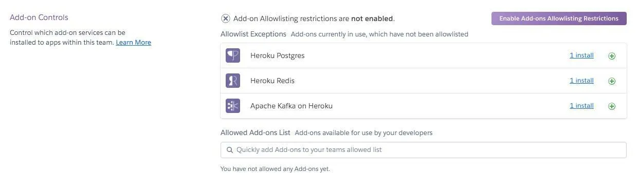 Add-on Allowlisting Controls