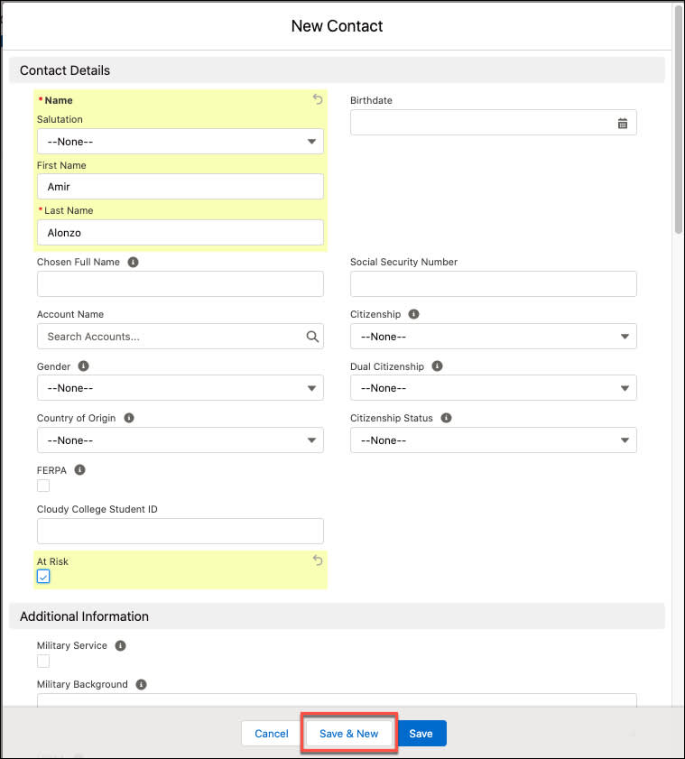 Check the box for the At Risk custom field on the student contact record.