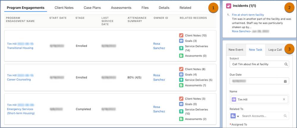 The following, additional components of the contact record labeled.