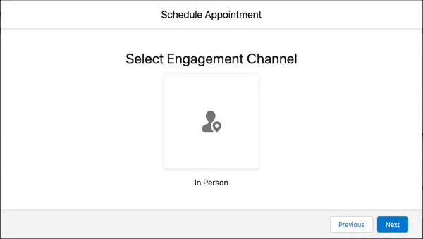 The Select Engagement Channel screen.