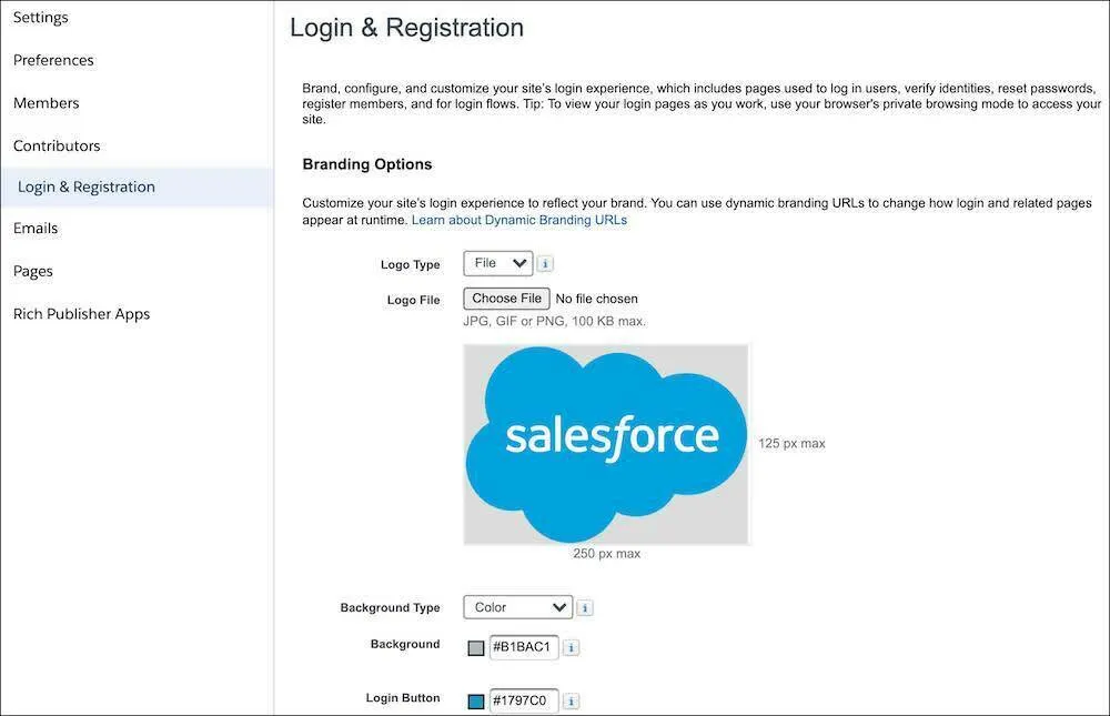 Screenshot der Seite 'Anmeldung & Registrierung'