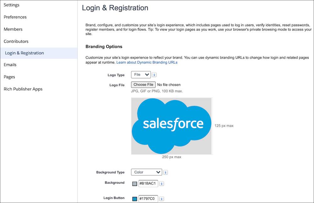 Login & Registration page screenshot