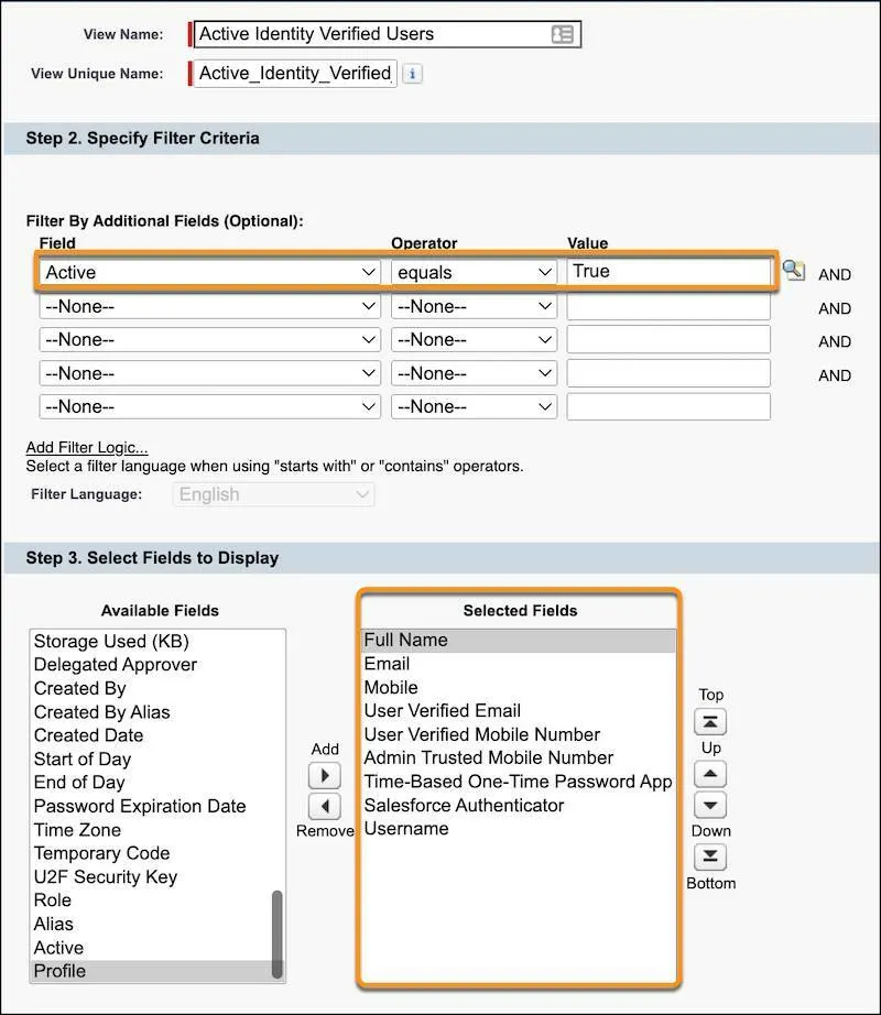 User fields for MFI users View screenshot