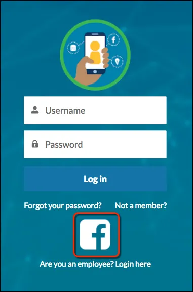 Login page with Facebook logo