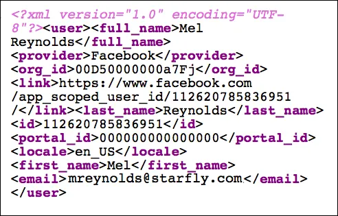 Output of the auth provider test URL