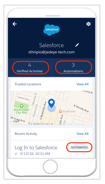 Salesforce Authenticator account details
