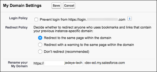 私のドメイン を使用したログインプロセスのカスタマイズ 単元 Salesforce Trailhead