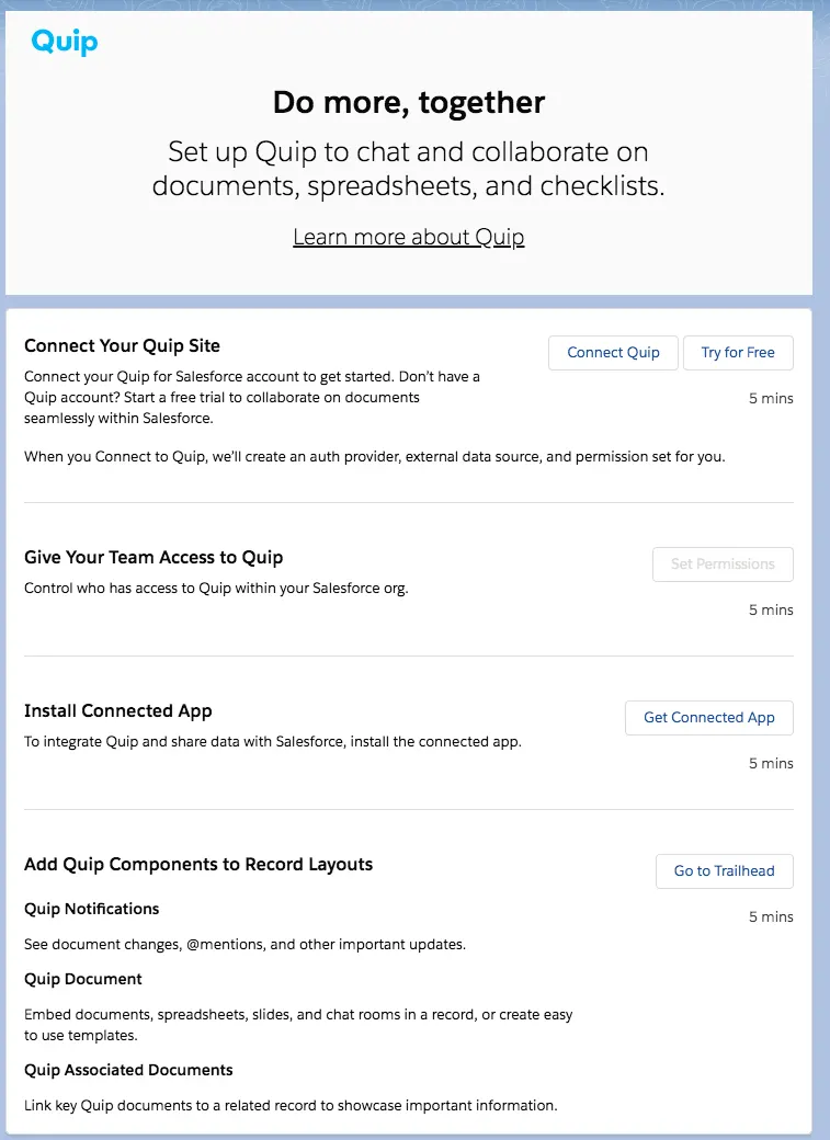 Screen view of Setup menu steps.