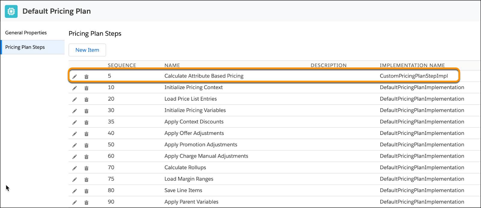 The Calculate Attribute Based Pricing step appears at the top of the pricing plan.