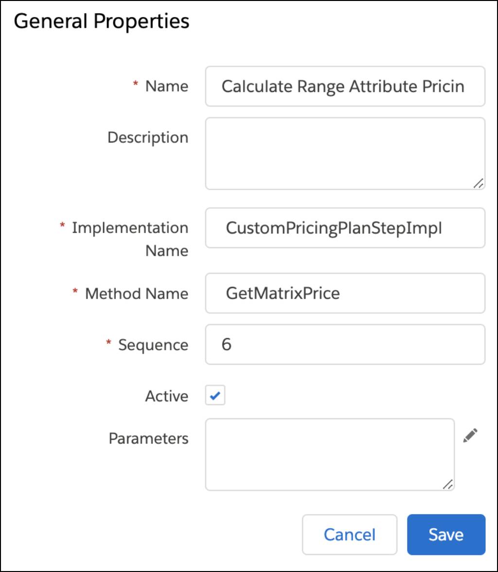 The General Properties pane for new pricing plan step.