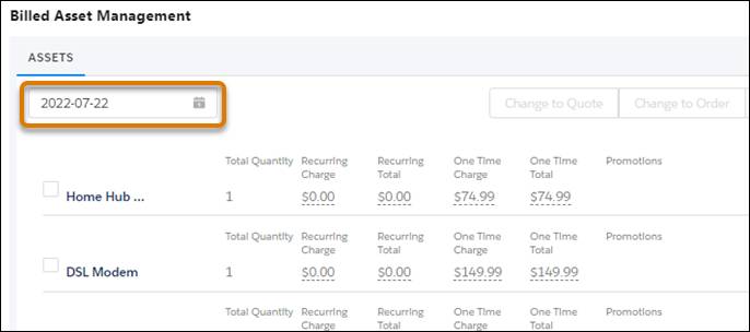 Active date filter highlighted in the Assets list