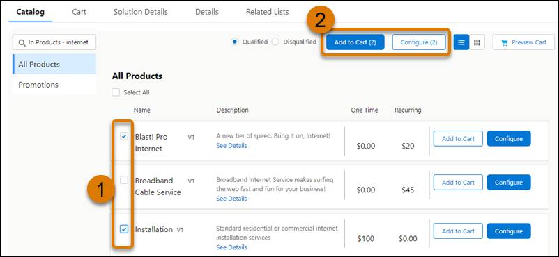 Catalog tab listing All Products and containing the elements described in the following content