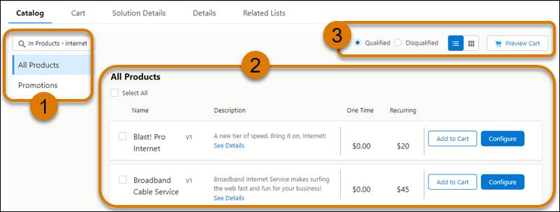 Catalog tab containing the elements described in the Browse Product Categories content