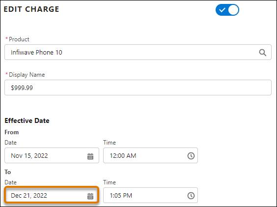 Effective Date: To date field with populated date.