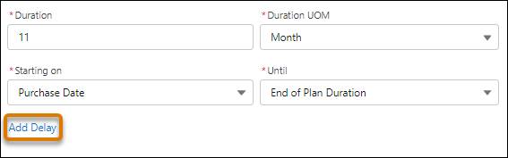 Timing section with Duration, Duration UOM, Starting on, and Until properties.