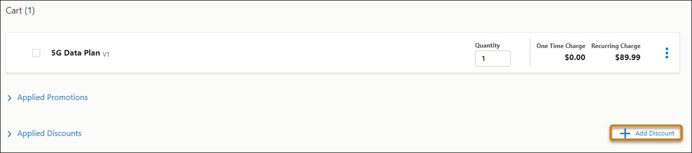 + Add Discount button in the Cart.