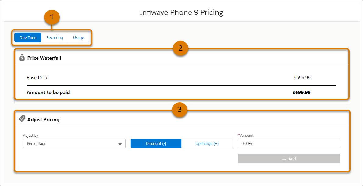 Infiwave Phone 9 の [Pricing (価格設定)] ウィンドウ。