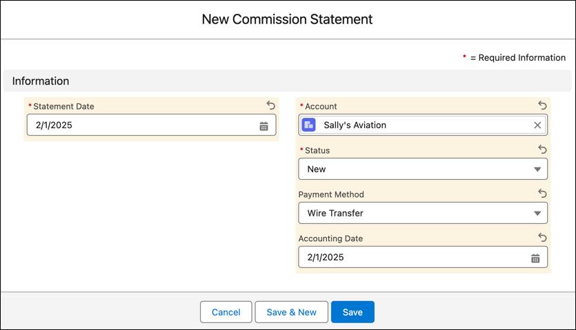1 月の新規手数料ステートメント。