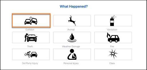 Screenshot of various perils, including Collision