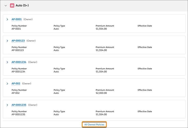 Image showing All Owned Policies link