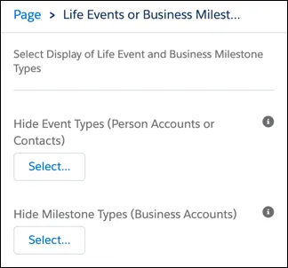 ライフイベントとビジネスマイルストーンを非表示にする。