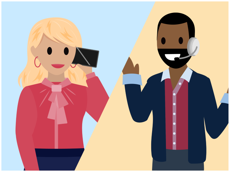 A customer calls a sales agent with questions.