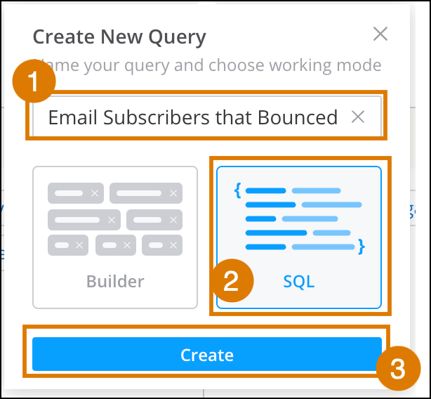  Showing the Create New Query window)