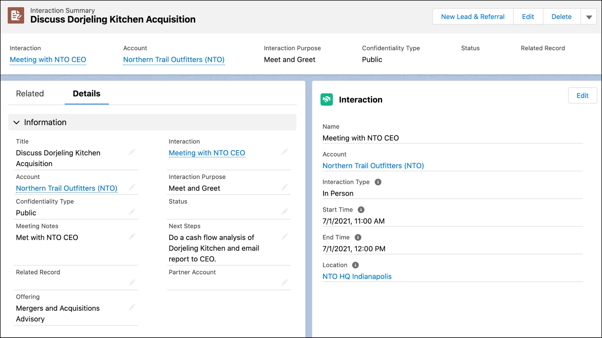 Interaction Summary record page.