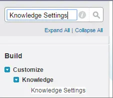 Configuración de Knowledge en el cuadro Búsqueda rápida