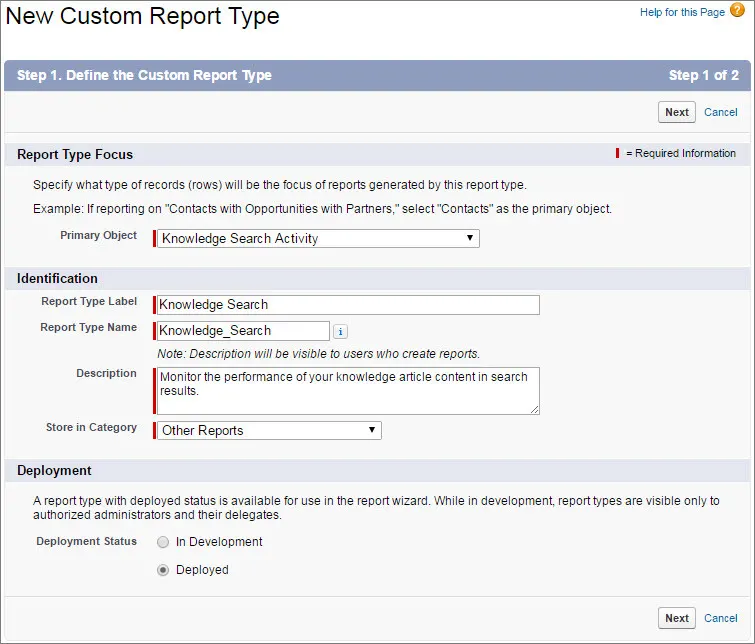 New Custom Report Type