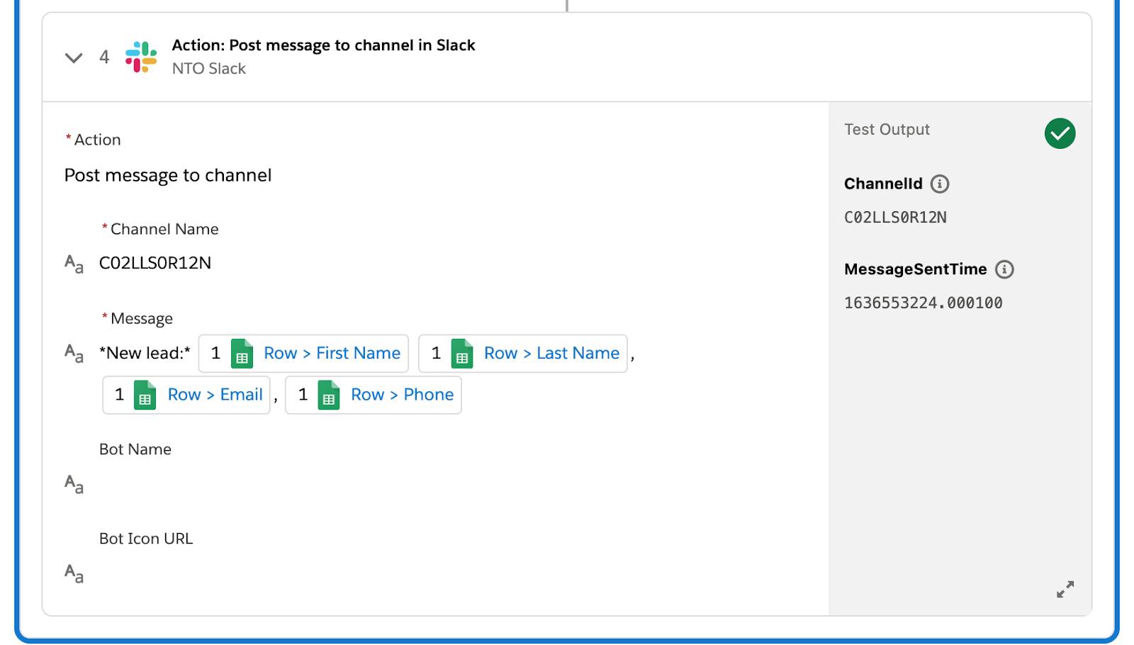Tested flow showing a green check mark on step 4 in If branch.