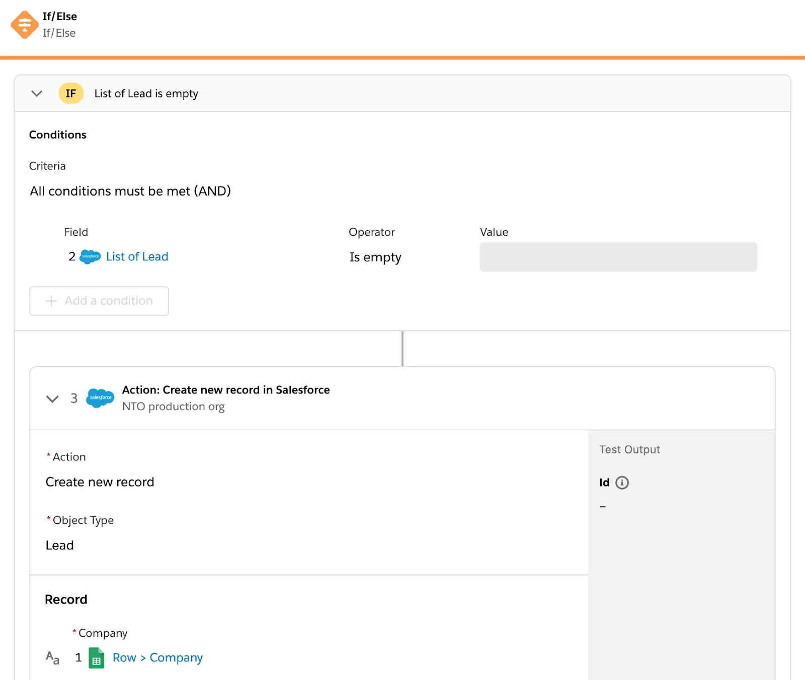 Tested flow showing step 3 in If branch without any green check mark.