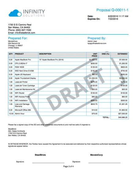 Example of a draft proposal for the customer