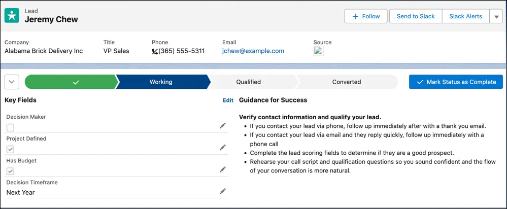 Esempio di percorso di un lead.