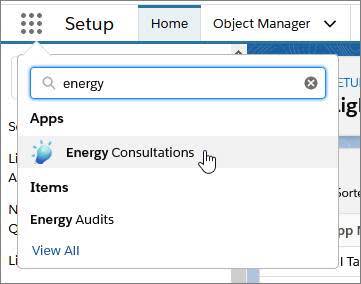 Ricerca di Energy Consultations (Consulenze energetiche) nell'App Launcher (Programma di avvio app)