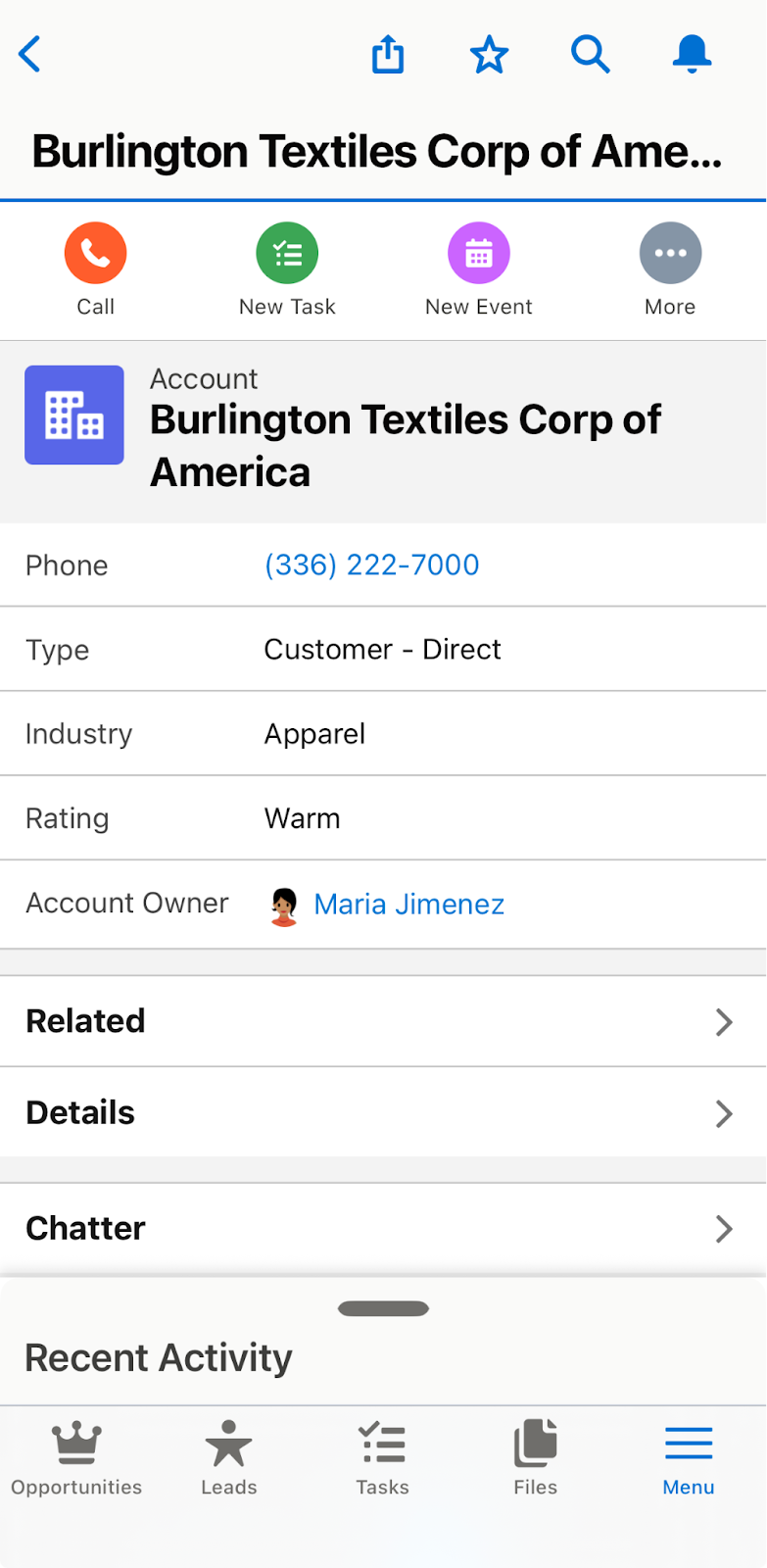 Formato compacto recién creado en la aplicación móvil.