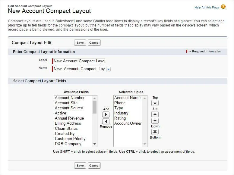 Esempio di layout compatto